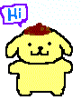 sanrio's pompompurin jumping and saying hello